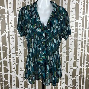 East 5th Y2K Waterfall Ruffled Semi-Sheer Blouse 1X